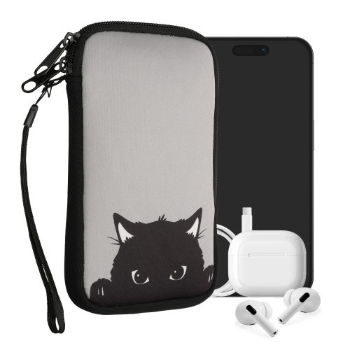 Husa Universala telefon, Marime L - 6.5 inch, Gri/Negru, Neopren, KWM000007UJ148C