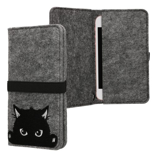 Husa Universala telefon, Marime L - 6.5 inch, Gri/Negru, Textil, KWM000010AP006C
