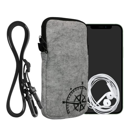 Husa Universala telefon, Marime XXL - 7 inch, Gri/Negru, Textil, KWM000016AK020C
