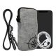Husa Universala telefon, Marime XXL - 7 inch, Gri/Negru, Textil, KWM000016AK020C