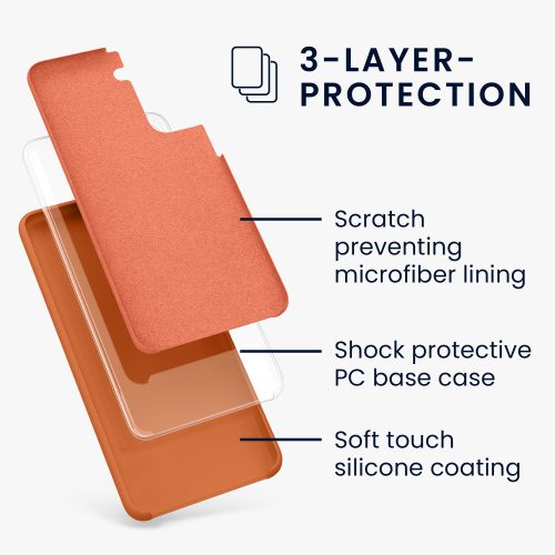 Husa Samsung Galaxy S21, Portocaliu, Silicon, KWM000012BT071C