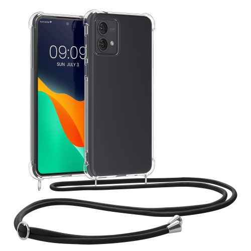 Husa Motorola Moto G84, Transparent/Negru, Silicon, KWM000022NQ001C