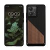 Husa Motorola Edge 40 Neo, Maro/Negru, Lemn, KWM000022NW001C