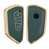Husa Cheie Auto Kwmobile pentru VW 3 Butoane, Verde/Auriu, Silicon, KWM000013SY007C