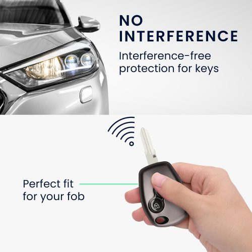 Husa Cheie Auto Kwmobile pentru Dacia/Renault 2 Butoane, Gri/Negru, Silicon, KWM0000253B001C