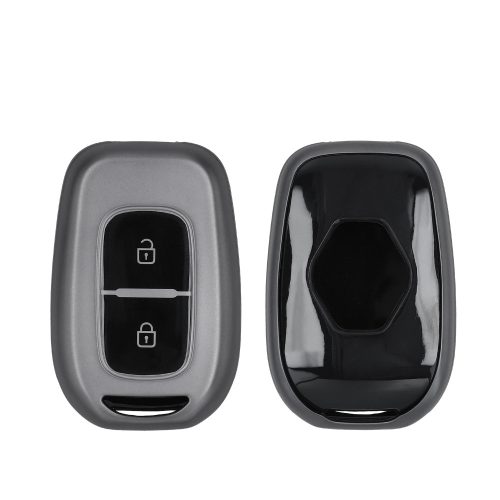 Husa Cheie Auto Kwmobile pentru Dacia/Renault 2 Butoane, Gri/Negru, Silicon, KWM0000253C001C