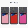 Set 3 Card pocket Kwmobile pentru telefoane, Roz/Rosu, Silicon, KWM000010CX008C