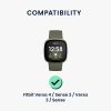 Set 4 Adaptori prindere curea de 20 mm Kwmobile pentru Fitbit Versa 4/Versa 3/Sense 2, Negru/Auriu, Otel, KWM0000207I003C