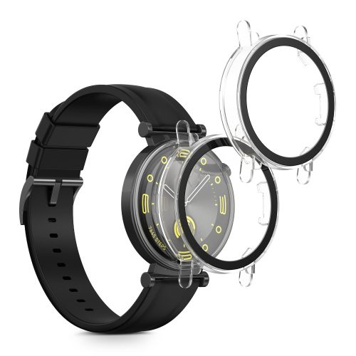 Set 2 Huse Kwmobile cu sticla securizata pentru Huawei Watch GT 4 (41mm), Transparent, Plastic, KWM0000254P001C