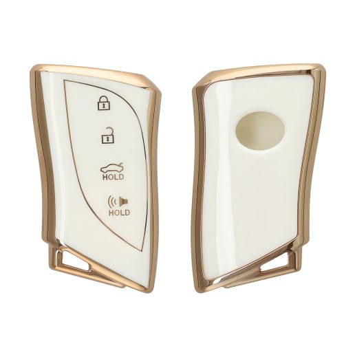 Husa Cheie Auto Kwmobile pentru Lexus Smart Key, Alb/Auriu, Silicon, KWM0000256H002C