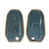 Husa Cheie Auto Kwmobile pentru Peugeot/Citroen 3 Butoane - Smart Key, Albastru/Auriu, Silicon, KWM0000167F002C