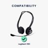 Set 2 Perne de urechi Kwmobile pentru Logitech 960, Negru, Piele ecologica, KWM0000257O001C
