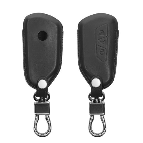 Husa Cheie Auto Kwmobile pentru VW 3 Butoane, Gri inchis, Piele naturala, KWM000012RW002C