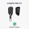 Husa Cheie Auto Kwmobile pentru VW 3 Butoane, Gri inchis, Piele naturala, KWM000012RW002C