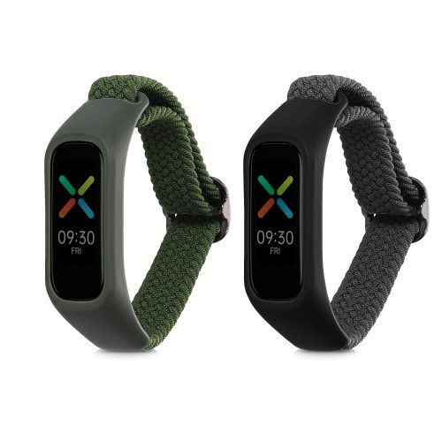 Set 2 Curele Kwmobile pentru OPPO Band Sport, Verde inchis/Gri, Nylon, KWM0000173Y006C