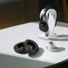 Set 2 Perne de urechi Kwmobile pentru QCY H3 ANC, Negru, Piele ecologica, KWM000025AE001C