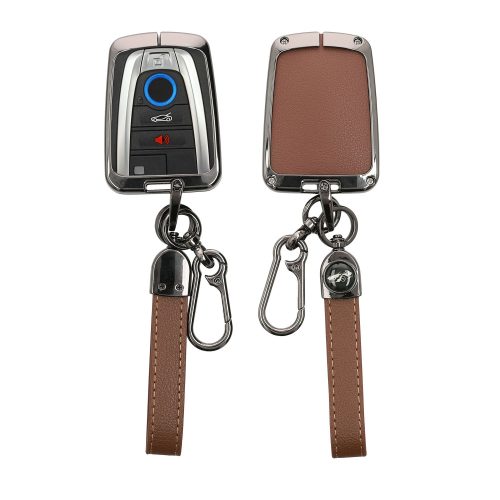 Carcasa Cheie Auto Kwmobile pentru BMW 4 Butoane - Smart Key, Maro/Gri, Zinc, KWM000025BX001C