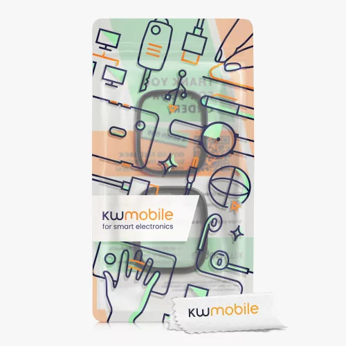 Set 2 Huse Kwmobile cu sticla securizata pentru Xiaomi Redmi Watch 3 Active / Redmi Watch 3 Lite, Negru/Albastru inchis, Plastic, KWM000024ZD003C
