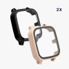 Set 2 Huse Kwmobile cu sticla securizata pentru Garmin Venu Sq 2 Music, Negru/Roz, Plastic, KWM000024ZF005C
