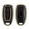 Husa Cheie Auto Kwmobile pentru Hyundai 4 Butoane, Negru/Auriu, Silicon, KWM000025DY001C