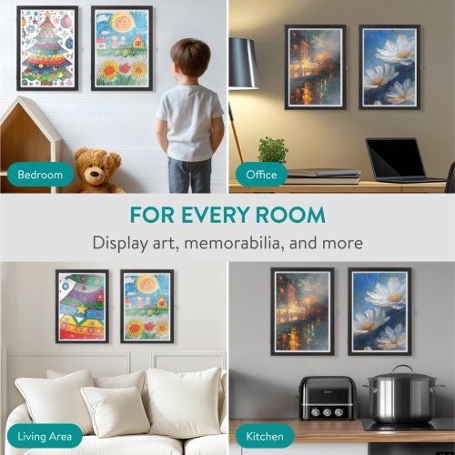 Set 2 rame foto Navaris, deschidere frontala, format A3, schimbare rapida, negru, plastic