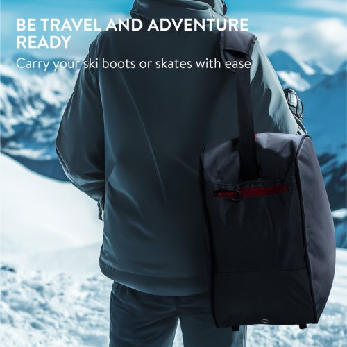 Husa clapari Navaris, 42x38x22 cm, compartiment manusi, poliester 1680D, rosu/gri, poliester