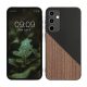 Husa Samsung Galaxy A35, Maro/Negru, Lemn/Silicon, KWM000021QY001C