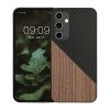 Husa Samsung Galaxy A35, Maro/Negru, Lemn/Silicon, KWM000021QY001C