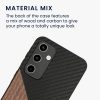 Husa Samsung Galaxy A35, Maro/Negru, Lemn/Silicon, KWM000021QY001C