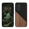 Husa Samsung Galaxy A55 5G, Maro/Negru, Lemn/Silicon, KWM000021QZ001C