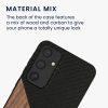 Husa Samsung Galaxy A55 5G, Maro/Negru, Lemn/Silicon, KWM000021QZ001C