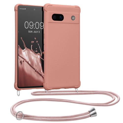 Husa cu jnur Google Pixel 7a, Roz, Silicon, KWM000019YH009C