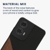 Husa Motorola Moto G24/Moto E14/Moto G04, Maro/Negru, Lemn/Silicon, KWM000022RR001C