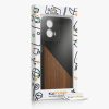 Husa Motorola Moto G24/Moto E14/Moto G04, Maro/Negru, Lemn/Silicon, KWM000022RR001C
