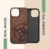 Husa Apple iPhone 15, Maro, Lemn/Silicon, KWM000020EG002C