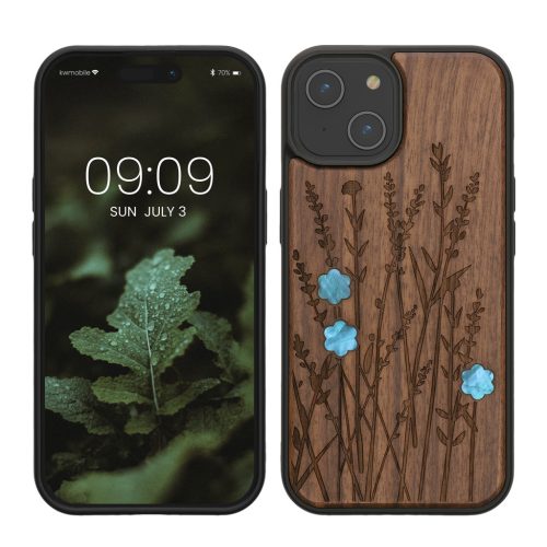Husa Apple iPhone 15, Maro, Lemn/Silicon, KWM000020EG003C