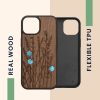 Husa Apple iPhone 15, Maro, Lemn/Silicon, KWM000020EG003C