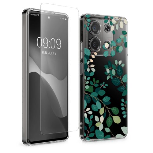 Set Husa si Folie de protectie Xiaomi Redmi Note 13, Multicolor, Silicon/Sticla securizata, KWM000020OZ001C
