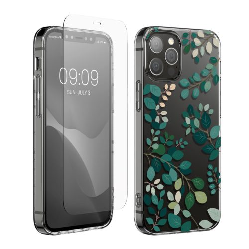 Set Husa si Folie de protectie Apple iPhone 12/iPhone 12 Pro, Multicolor, Silicon/Sticla securizata, KWM000022TI002C