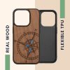 Husa Apple iPhone 15 Pro, Maro, Lemn/Silicon, KWM000020EI002C