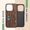 Husa Apple iPhone 15 Pro, Maro, Lemn/Silicon, KWM000020EI003C