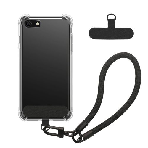Husa cu jnur detasabil Apple iPhone SE (2022)/iPhone SE (2020)/iPhone 8, Transparent/Negru, Silicon, KWM000022TJ001C