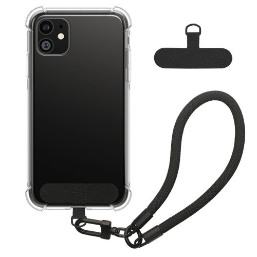 Husa cu jnur detasabil Apple iPhone 11, Transparent/Negru, Silicon, KWM000022TK001C