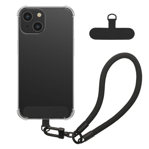 Husa cu jnur detasabil Apple iPhone 14, Transparent/Negru, Silicon, KWM000022TM001C