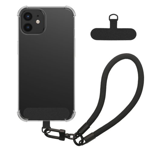 Husa cu jnur detasabil Apple iPhone 12, Transparent/Negru, Silicon, KWM000022TN001C