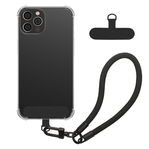 Husa cu jnur detasabil Apple iPhone 12 Pro, Transparent/Negru, Silicon, KWM000022TO001C