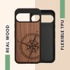 Husa Google Pixel 9/Pixel 9 Pro, Maro, Lemn/Silicon, KWM000020PT001C