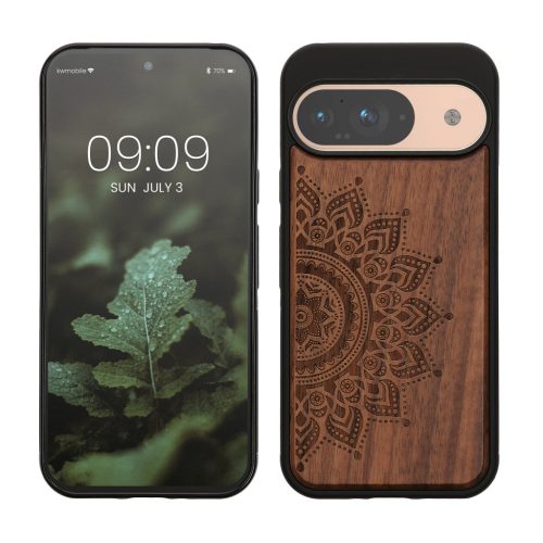 Husa Google Pixel 9/Pixel 9 Pro, Maro, Lemn/Silicon, KWM000020PT002C