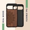 Husa Google Pixel 9/Pixel 9 Pro, Maro, Lemn/Silicon, KWM000020PT002C