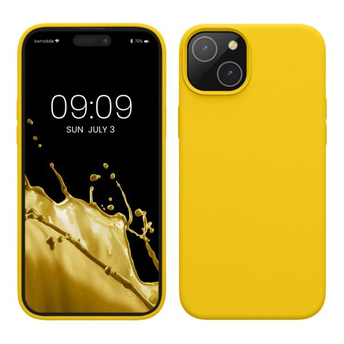 Husa Apple iPhone 15 Plus, Galben, Silicon, KWM000020CB007C